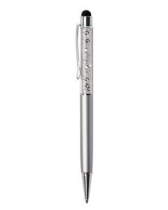 Kuličkové pero "Touch", stříbrná, bílé krystaly SWAROVSKI®,14 cm, ART CRYSTELLA® 1805XGT231