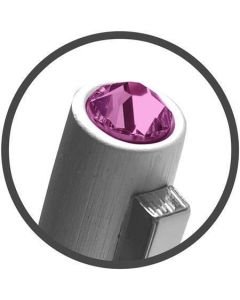 Kuličkové pero "Oslo", stříbrná, růžový krystal SWAROVSKI®, 13 cm, ART CRYSTELLA® 1805XGO210