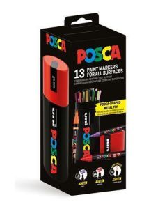 Akrylový popisovač "Posca", 13 ks, sada v kovovém pouzdru, UNI