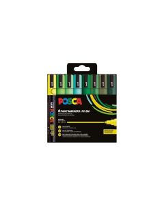Akrylový popisovač "Posca PC-5M", 8 různých zelených barev, sada, 1,8-2,5 mm, UNI 302422441
