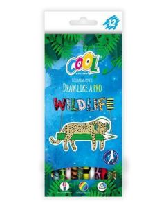 Sada barevných pastelek "Wildlife", 12 různých barev, trojúhelníkový tvar, COOL BY VICTORIA