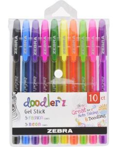 Sada gelových per "Doodler'z Neon & Fashion", 10 neonových barev, 0,33 mm, ZEBRA 02618