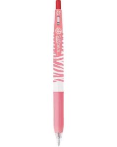 Gelové pero "Sarasa Clip Pastel", pastelově červená, 0,33 mm, stiskací, pruhované tělo, ZEBRA 13985