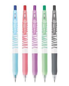 Gelové pero "Sarasa Clip Pastel", 5 pastelových barev, 0,33 mm, stiskací, pruhované tělo, ZEBRA 1398