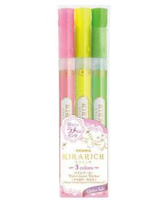 Sada zvýrazňovačů "Kirarich", 3 barvy, 3,5 mm, klínový hrot, ZEBRA 8116