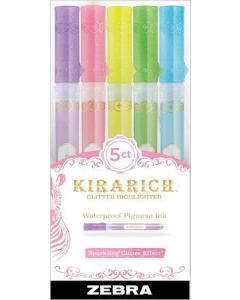 Sada zvýrazňovačů "Kirarich", 5 barvy, 3,5 mm, klínový hrot, ZEBRA 8117