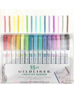 Sada zvýrazňovačů "Mildliner Highlighter", 15 barev, 1,4 - 4 mm, oboustranný, ZEBRA 8115
