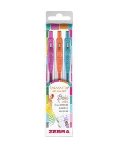 Gelové pero "Sarasa Clip Boho Vibes", 3 různé barvy, 0,33 mm, stiskací mechanismus, ZEBRA 99432