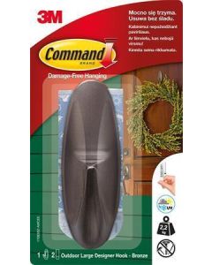 Samolepicí plastový háček “Command”, bronzová, oválný, velikost L, 1 ks, 3M SCOTCH 7100094368