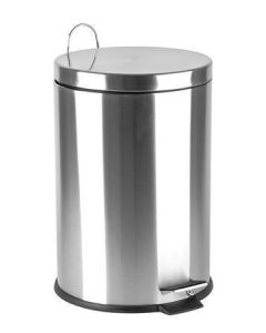 Odpadkový koš, pedálový, kovový, 20 l, pochromovaný
