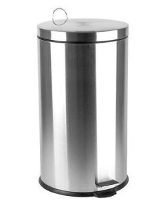 Odpadkový koš, pedálový, kovový, 30 l, pochromovaný