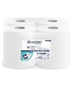 Toaletní papír "Aquastream 150", bílá, 2-vrstvý, jumbo role, průměr 19 cm, 150 m, LUCART