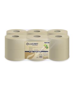 Toaletní papír "EcoNatural 19 J", hnědá, 2-vrstvý, 160 m, průměr 19 cm,  jumbo role, LUCART 812276