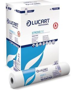 Papír na vyšetřovací lůžko "Strong 50", bílá, 2-vrstvý, 50 cm x 50 m, 1 role, LUCART 870086