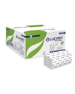 Papírové ručníky "ECO Z 20", bílá, 2-vrstvé, skládané Z/V, 200 útržků, LUCART 864062