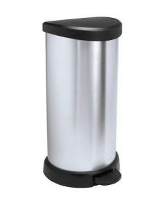 Odpadkový koš, černá-stříbrná, pedálový, plastový, 40 l, CURVER 181125
