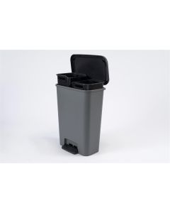 Odpadkový koš "Compatta Duo", tmavě šedá, pedálový, hranatý, 2x 23 l, CURVER 249813