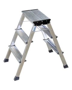 Schůdky s kolečky "Rolly", 2x3 schůdky, s platformou, skládací, hliník, KRAUSE