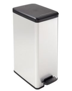 Odpadkový koš "Slim Bin", černá-stříbrná, pedálový, 40 l, CURVER 213298