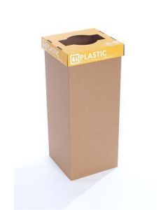 Odpadkový koš na tříděný odpad "Office", žlutá, recyklovaný, anglický popis, 50 l, RECOBIN
