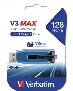 USB flash disk "V3 MAX", černá-modrá, 128GB, USB 3.0, 175/80 MB/sec, VERBATIM