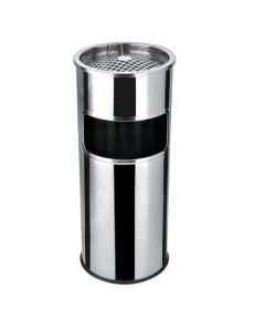 Odpadkový koš s popelníkem, kovový, inox, 28l, 25x58cm