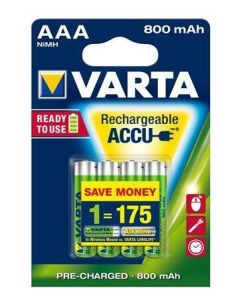 Nabíjecí baterie, AAA (mikrotužková), 4x800 mAh, přednabité, VARTA "Longlife Accu"