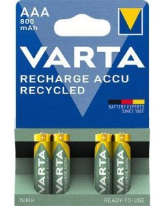 Nabíjecí baterie, AAA, tužková, recyklovaná, 4x800 mAh, VARTA