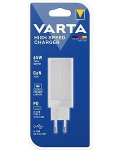 Síťová nabíječka "High Speed", 1x USB, 2x USB-C, 65W, VARTA 57956101401