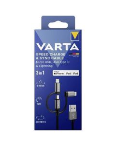 USB kabel, 3-in-1, USB-A - Light/Micro/C, 2 m, VARTA 57937101111