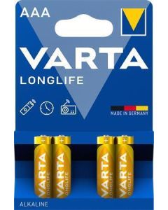 Baterie, AAA (mikrotužková), 4 ks v balení, VARTA  "Longlife Extra"