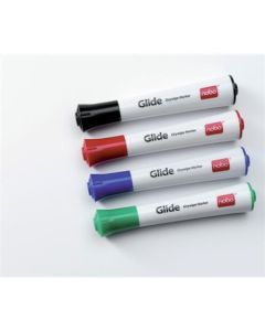 Popisovač na tabule a flip chart "Glide", 4 barvy, 3 mm, kuželový hrot, 4 ks, NOBO 1902096