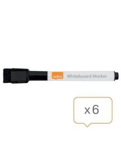 Popisovač na tabule a flip chart, černá, 2 mm, kuželový hrot, s magnetickým víčkem, 6 ks, NOBO 21041