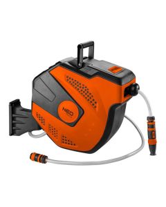 NEO TOOLS box s navijákem včetně zahradní hadice, 20+2m, 10bar, oranžovo-černý, 15-891
