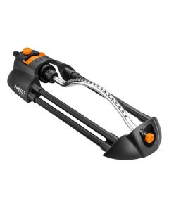 NEO TOOLS oscilační postřikovač, 18 trysek pro plochu až 14x19m, 1/2" i 3/4", oranžovo-černý, 15-771