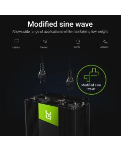 Green Cell měnič napětí z 24V na 230V, 2000W/4000W, modifikovaný sinus