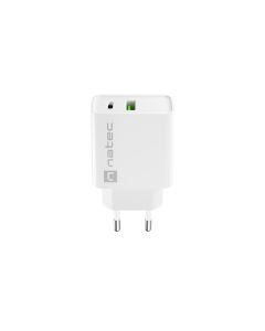 Universální nabíječka Natec RIBERA 20W 1X USB-A + 1X USB-C, bílá