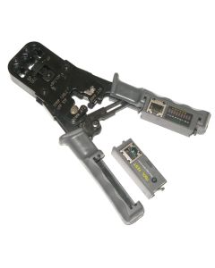 XtendLan Kleště krimpovací s testerem, LED indikace, ráčna, RJ45, RJ12, RJ11