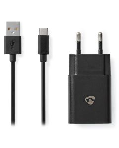 NEDIS síťová nabíječka/ 12 W/ 5 V/ 2.4 A/ rychlé nabíjení/ USB-C/ USB-A/ černá/ kabel 1m