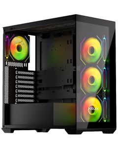 Krux skříň Exo / ATX / 4x120mm RBG fan / 2xUSB 2.0 / USB-C / tvrzené sklo / černá