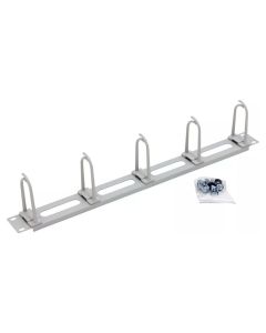 Triton 19" vyvazovací panel 1U,6xháček velký zacvak.pro čtver.otvor9x9,ovál.díry, RAL7035