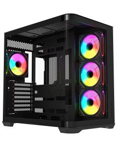 Krux skříň Tano ATX / 4x120 mm PWM ARGB fan / 2xUSB 3.0 / USB-C / panoramatická zaoblená/ černá