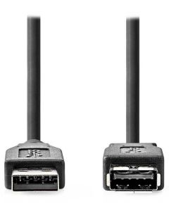 NEDIS prodlužovací kabel USB 3.2 Gen 1/ zástrčka USB-A - zásuvka USB-A/ 5 Gbps/ kulatý/ černý/ bulk/ 1m