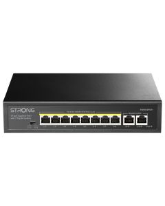 STRONG switch SW8010POE+/ 8x port Gigabit POE+/ 2x Ggabit Uplink port/ IEEE802.3af/at/ kovové šasi/ černý