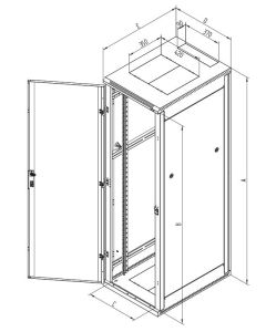 Triton 19" rozvaděč stojanový 42U/600x1000, perforované dveře, šedý