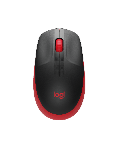 Logitech M190/Kancelářská/Optická/1 000 DPI/Bezdrátová USB/Černá-červená