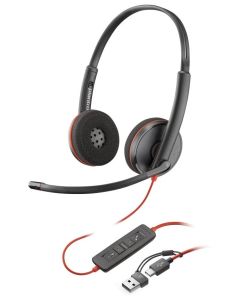 Poly Blackwire 3220 Stereo USB-C Headset +USB-C/A Adapter (Bulk)