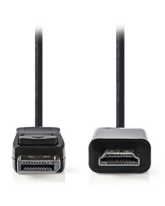 NEDIS kabel DisplayPort - HDMI/ zástrčka DisplayPort - zástrčka HDMI/ černý/ bulk/ 3m