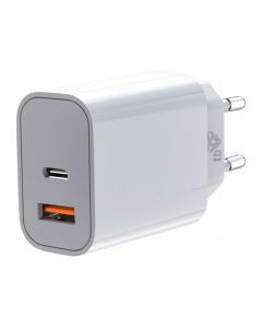 TB nabíječka USB-C + USB-A 2x3A bilá