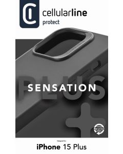 Ochranný silikonový kryt Cellularline Sensation Plus pro Apple iPhone 15 Plus, černý